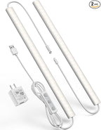 Plug-in Under Cabinet Lighting, Dimmable Under Counter Lights for Kitchen, 2pcs 12 Inch, Natural White 4500K Linkable Wired Closet Light, Indoor USB Led Lights Bar for Desk,Sink,Workbench