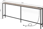 78.7" Console Table with Power Outlet, Narrow Sofa Table, Industrial Entryway Table with USB Ports, Behind Couch for Entryway, Hallway, Foyer, Living Room, Greige CTHG20E01