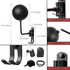 SANGMO 180° Motorcycle Helmet Rack, 4 Pack Rotation Metal Helmet Holder Wall Mount, Helmet Holder Bike with 2 Hooks Helmet Hanger for Motorcycle Bike Coats, Caps, Baseballs, Rugby Helmet (Black)