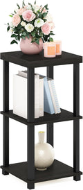 Furinno Turn-N-Tube Side Table, 3-Tier Thick Tabletop End Table with Open Shelf, Toolless Assembly Night Stand, Bedside Table, for Living Room, Bedroom, Espresso