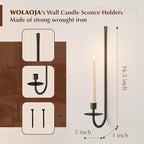 Metal Wall Candle Sconce Holder Set of 2 Wall Mount Candle Holder Pillar Holder Black Modern Wall Candle Sconces Hanging for Living Room Farmhouse Fireplace Wedding
