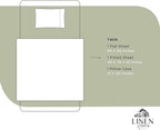 Linen Home 100% Cotton Percale Sheets Twin Size, Sage, Deep Pocket, 3 Pieces Set - 1 Flat, 1 Deep Pocket Fitted Sheet and 1 Pillowcase, Crisp Cool and Strong Bed Linen