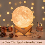 Mydethun Moon Lamp 3D Night Light - 5.9' Christmas Table Decor w/Wooden Base, Gift for Women, Mom & Kids, Bedroom Decor w/Touch-Dimmable & USB Rechargeable, Dual-Color White/Warm Yellow