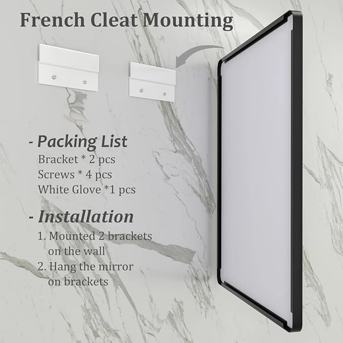 32x36 Inch Black Metal Framed Bathrrom Mirror for Wall, Black Rounded Rectangle Mirror, Matte Black Bathroom Vanity Mirror, Anti-Rust, Tempered Glass, Hangs Horizontally or Vertically