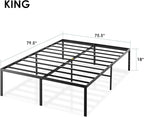 Best Price Mattress King Size Black Metal Bed Frame with 18 Inch Style