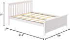 Max & Lily Full Size Bed Frame with Slatted Headboard, Solid Wood Platform Bed for Kids, No Box Spring Needed, Easy Assembly, White
