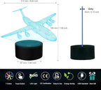 Airplane Night Light 3D Plane Illusion Lamp 7 Color Changing Touch Control with USB Cable LED Fighter Toy Table Desk Decor Lamps for Men Boys Kids Christmas Birthday Gifts