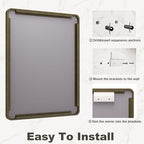 24x32 Inch Bronze Framed Bathroom Mirror, Brushed Bronze Metal Vanity Mirror, Bronze Rectangle Wall Mirror, Rounded Corner, Tempered Glass, Anti-Rust, Shatterproof (Horizontal/Vertical)