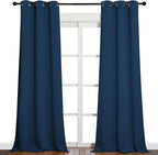 NICETOWN Patio Glass Door Blackout Curtains for Bedroom/Living Room, Privacy Panel Drapes for Dining and Guest Room (Moroccan Blue, 42 inches Wide x 90 inches Long, 1 Pair)