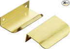 Ravinte Hardware 30 Pack Gold Cabinet Handles, 3 Inch (76mm) Finger Edge Pulls, 2 Inch Hole Center, Finger Pulls for Cabinets