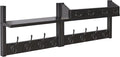 YMYNY 31.5" Coat Rack Wall Mount with Shelf, 4 in 1 Key and Coat Hanger with 12 Metal Hooks, Wall Shelf with Hooks & Mail Holder for Living Room, Bedroom, Black, HWS007B-2
