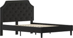 Flash Furniture Brighton Queen Size Tufted Upholstered Platform Bed in Black Fabric