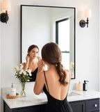 Bathroom Mirror 28x36 Inch, Black Frame Mirror 28"x36", Rectangle Wall Mounted Mirror, Metal Framed Vanity Mirror for Wall 28 by 36, Modern Mirror Hangs Horizontal Or Vertical