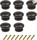 Mysummer 8 Pack Round Wood Drawer Knobs Black Walnut Finished Kitchen Cabinet Pulls Handles Hardware for Kitchen Cabinets Furniture Dresser Wardrobe Cupboard Drawer Pulls Knobs