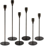 Black Taper Candle Holders: Tall Candlestick Holder Set of 6 Fireplace Mantle Decor Dinning Table Centerpiece Metal Candle Stand Halloween Decorations
