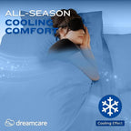 DREAMCARE Twin XL Sheet Sets - 4pc Cooling Sheets XL Twin Sheets - up to 21” Deep Pocket – Hotel Luxury Extra Long 100% Brushed Microfiber with Side Pocket - L. Blue