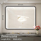 40X30 Inch Black Bathroom Mirror with LED Lights,Metal Frame Lighted Vanity Mirror,Anti Fog Design&Dimmable&Touch Switch, Wall Mounted Makeup Mirror for Home Decor(Horizontal/Vertical)