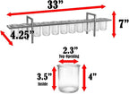 Seraphic 10-Cup Rustic Modern Floating Candle Holder Table Centerpiece Decoration for Dining Room, Kitchen, Patio, Weddings, Metal Iron with Glass Cups, 33" Long