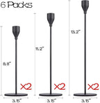 Matte Black Taper Candle Holder Set of 6, Tall Candlestick Holders, Metal Vintage Candle Stickers Long Holder Set, Pillar Decorative Candle Holder Fits 3/4 Inch Candle for Wedding, Dinner, Party