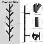 Vlush Wall Mounted Metal Coat Rack with 9 Hooks Modern Minimalist & Upright Coat Rack for Hanging Clothes, Hats, Hanging Bags and Scarves Entrance Wall Iron Coat Racks (Black)