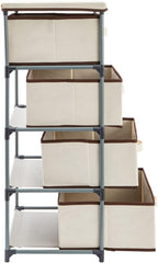 Juvale 4-Tier Dresser for Bedroom - 16.5 in L x 13 in W x 33 in H, Beige, Metal & Fabric - Freestanding Closet Organizer with Fabric Storage Drawers - Narrow Dresser & Cabinet with Drawers