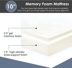 PayLessHere 10 Inch Queen Gel Memory Foam Mattress Fiberglass Free/CertiPUR-US Certified/Bed-in-a-Box/Cool Sleep & Comfy