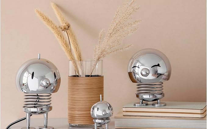 Hoptimist Bumble, Home Decor Ornament - Danish Design, Plastic W/Metal Spring, Small Chrome- Creates Cheerful Movement