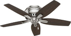Hunter Fan Company, 51082, 42 inch Newsome Brushed Nickel Low Profile Ceiling Fan with LED Lights and Pull Chain
