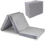 SINWEEK 4" Cot Memory Foam Folding Mattress with Storage Bag - Foldable Trifold Floor Bed Topper, CertiPUR-US Certified Guest Sleeping Pad, Machine Washable Cover