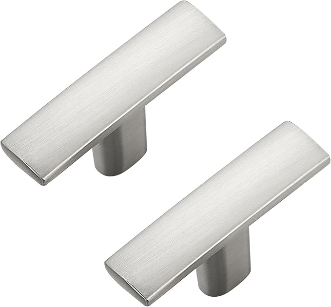 30 Pack Silver Cabinet Knobs - Curved Cabinet Pulls Brushed Nickel Knobs for Kitchen Cabinet Drawer Solid Dresser Knobs for Cabinet Hardware 1-3/4in Length Single Hole