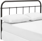 Modway Serena Rustic Farmhouse Style Steel Metal Queen Headboard Size in Brown,
