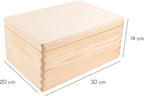 Large Wooden Storage Box with Hinged Lid | 11.8 x 7.87 x 5.51 inches (+-0.5) | Plain Unpainted Gift Box for Tool Toy Shoes Crafts Clothes Jewelry | ROUGH & UNSANDED Wood Keepsake Chest