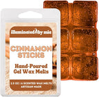 Cinnamon Trio Gel Wax Melts - Jelly Cubes for Wax Warmer, Reusable Mess Free 96 Hr Burn Time, Paraben Phthalate Free Melts, Includes Welcome Home, Cinnamon Sticks, Cinnamon Apple Pie