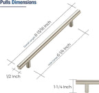 JOY DECOR 5 Pack Cabinet Handles, Brushed Nickel Cabinet Pulls, 6-1/4 in Hole Center Kitchen Cabinet Handles, Stainless Steel T Bar Handles for Dresser Drawers