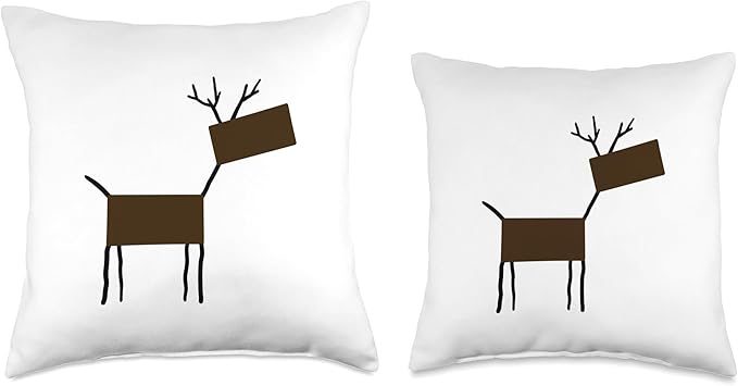 Cute Scandinavian Animals Designs Chic Deer Moose Scandinavian Elk Minimalism Reindeer Throw Pillow, 18x18, Multicolor