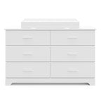 Storkcraft Brookside 6 Drawer Double Dresser (White) – GREENGUARD Gold Certified, Dresser For Nursery, Kids, Chest Of Drawers