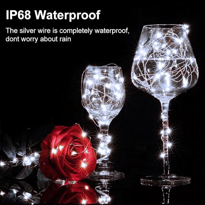 Christmas White Fairy Lights Battery Operated 6 Pack 16.4Ft 50 LEDs Silver Copper Wire Twinkle Lights for Halloween Christmas Bedroom Indoor Outdoor Wedding Dorm Parties Holiday Yard Decorations