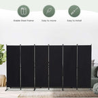RANTILA 6 Panel Room Divider, 6 FT Folding Privacy Screen with Wide Feet, Freestanding Partition for Room Separation, Portable Room Divider Panel, 133" W x 71" H, Black