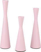 Vixdonos Taper Candle Holders Metal Candlestick Holders Set of 3 Table Mantel Decorative Candle Stand for Dinning,Party，Wedding,Home Decor(Pink)
