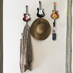 KUNGYO Vintage Guitar Shaped Decorative Hooks Rack Hangers for Hanging Clothes Coats Towels Keys Hats Metal Resin Hooks Wall Mounted Heavy Duty (3-Pack) (Guitar Hook-B)