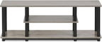 Furinno Turn-N-Tube No Tools 3D 3-Tier Entertainment TV Stand up to 50 inch TV, Round Tubes, French Oak Grey/Black