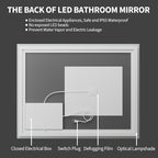 Koonmi 32x48 LED Bathroom Mirror, Backlit + Front Lit, LED Bathroom Mirror with Lights for Wall, 3 Colors, Anti-Fog, Dimmable Brightness, Memory Function, Tempered Glass
