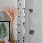 MYSKY HOME Grey Sheer Short Curtains with Pom Pom for Small Windows Bedroom Nursery Kids Girls Room Curtains Cafe Kitchen Light Filtering Boho Drapes, Rod Pocket,38 x 54 Inches, 2 Panels