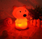 WHA&DARREN Fox Night Light for Kids, Portable, Baby Lights, Rechargeable Silicone Baby Night Light, Girls and Boys Animal Lamp, Kawaii Lamp