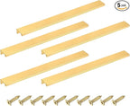 uxcell Cabinet Finger Edge Pull, 5pcs 300mm / 11.81" Aluminum Alloy Back Mount Hidden Cabinet Pulls Concealed Handle for Home Kitchen Drawer Cabinet, Gold