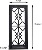 Wood Wall Sconce Candle Holder Set 2, Rustic, Wall-Mount, Farmhouse Hanging Wall Décor, Carved Wood Frame, Mirrored Candle Holder (Black)