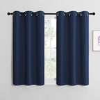 NICETOWN Blackout Curtain Panels for Bedroom, Navy, 2 Panels, W29 x L30-inch, Thermal Insulated Grommet Top Blackout Draperies and Drapes for Basement