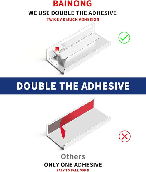 5 Pack 8 inch Self Adhesive Cabinet Pulls - Silvery Stick On Handles - Adhesive Cabinet Handles & Drawer Edge Pulls