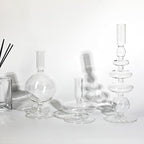 Rtteri 3 Pcs Glass Candlestick Holders Glass Candle Holders Groovy Wavy Elegant Taper Candle Stick for Wedding Home Birthday Party Christmas Halloween Decoration Windowsill Decor(Clear)