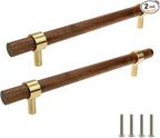 Drawer 8.66"/220mm Pulls Brass Walnut Kitchen Wardrobe Cabinet Hardware Pull Handle Adjustable Hole Distance with Screw, 2Pcs